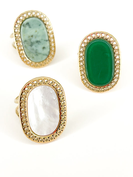 Bague Sofia - Pierre Naturelle & Acier Inoxydable