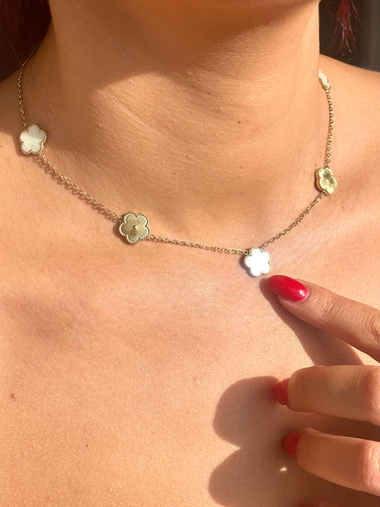 Collier Flora Nacré et doré